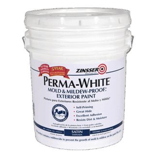 Zinsser, Mold Prevention, 02700 High Performance Interior Paint, White, Satin Finish, 5 Gallons