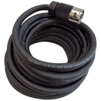 US Wire & Cable Power Cord, 125 volt, 50 amp, Black, Thermoplastic Rubber, 50'