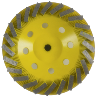 Syntec Diamond Cup Wheel, Yellow, Non-Threaded, 24 Segments, 7"