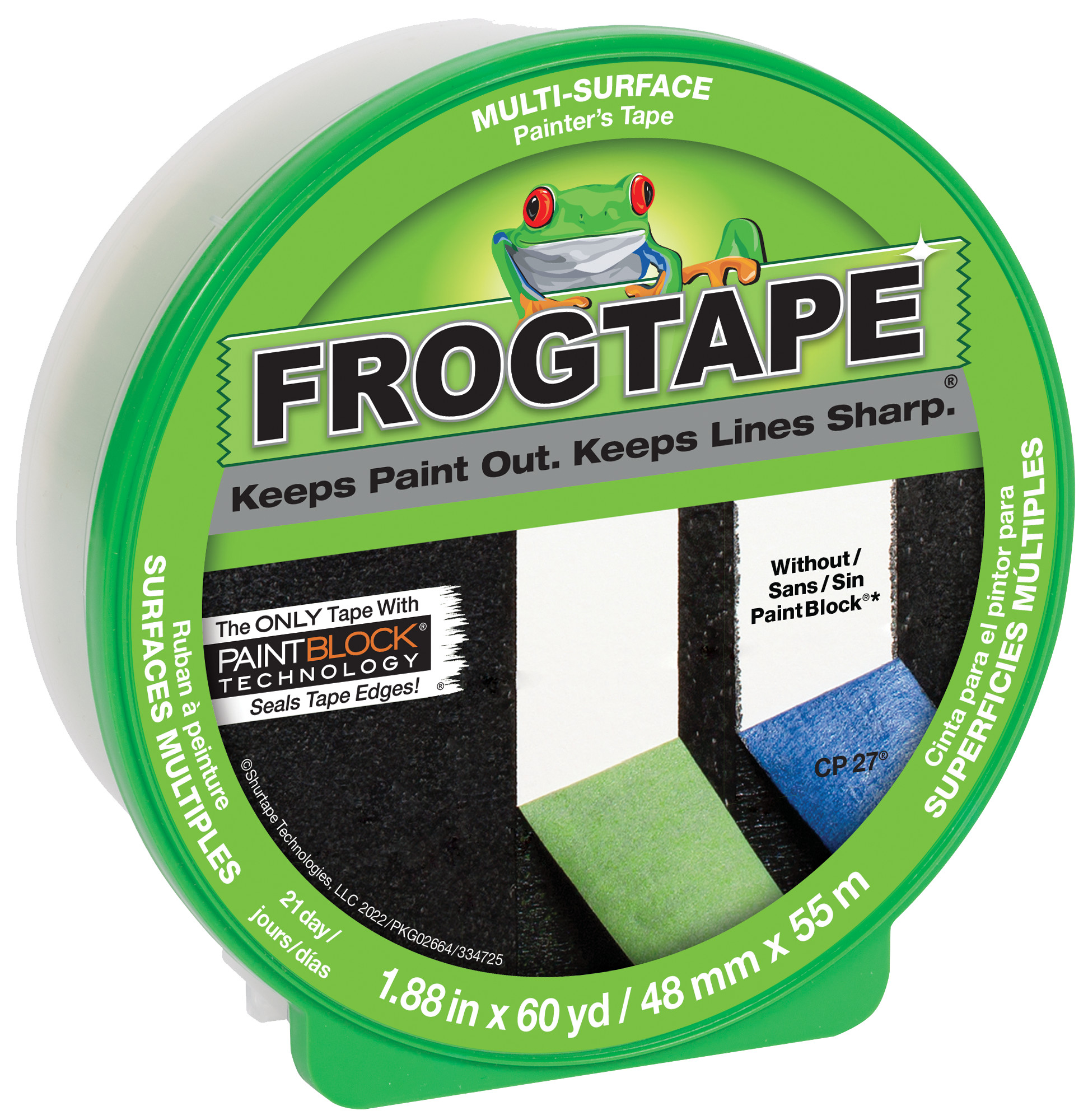 Shurtape Frog 48mm x 60 Yards, Green Painters Masking Tape, 20 Rolls Per Case