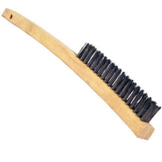 14" Curved Wire Scratch Brush Wood Handle